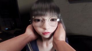 인형같은 안경 미소녀 헨타이